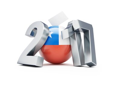Şili 2017 Isolated beyaz zemin üzerine yapılan genel seçimler. 3D çizim