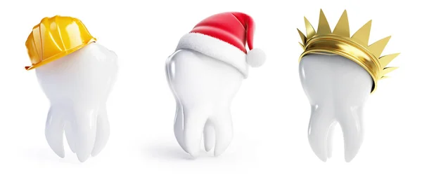 Zähne Hüte Krone, Weihnachtsmann Hut, Helm Arbeiter — Stockfoto