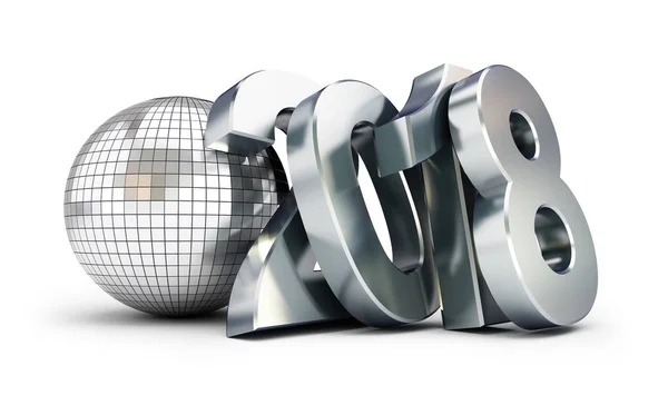 New Year 2018 Disco Ball on white background. 3d Illustrations — Stock Photo, Image