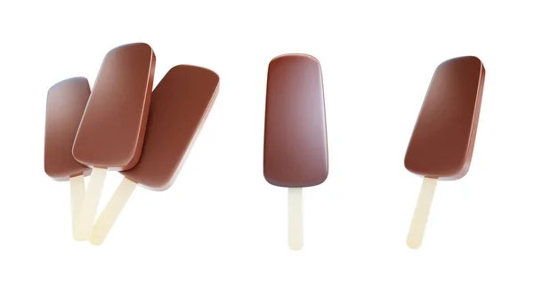 Ilustracje 3d lodów czekoladowych — Zdjęcie stockowe