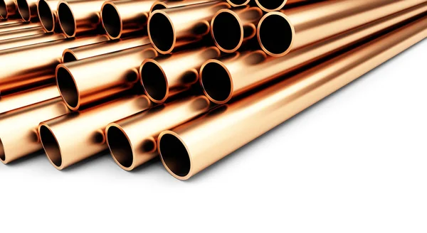 Copper pipes on a white background 3D illustration — Stock Photo, Image