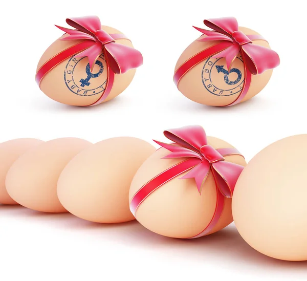 Uovo di Pasqua con fiocco su sfondo bianco illustrazione 3D — Foto Stock
