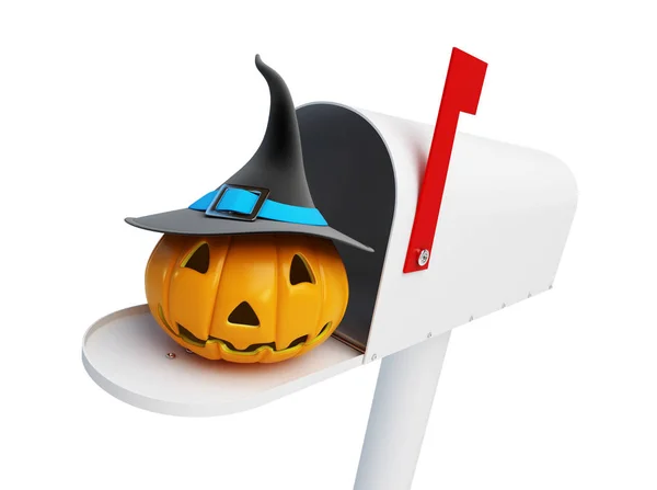 Pumpkin halloween in the mailbox — Stock Photo, Image