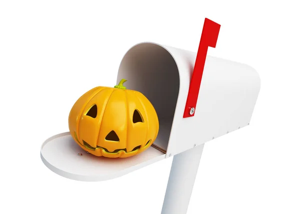 Pumpkin halloween in the mailbox — Stock Photo, Image