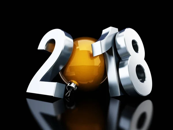 Mutlu yeni yıl 2018 üzerinde siyah arka plan 3d çizimler — Stok fotoğraf