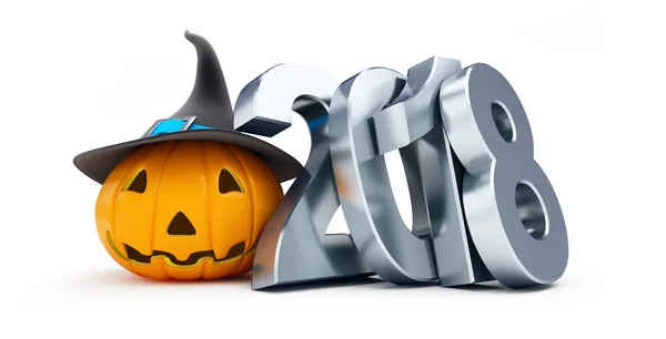 Halloween feriado em 2018 n um fundo branco ilustração 3D, renderização 3D — Fotografia de Stock