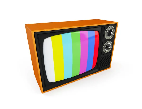 Vecchia TV senza segnale TV, Classic Vintage Retro Style vecchio schermo televisivo, .vecchio televisore su sfondo bianco Illustrazione 3D — Foto Stock