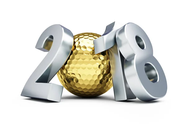 Año Nuevo 2018 pelota de golf de oro — Foto de Stock