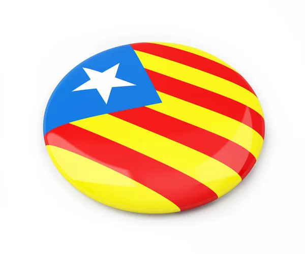 Badge katalanska nationalistiska flagga på en vit bakgrund 3d illustration, 3d-rendering — Stockfoto