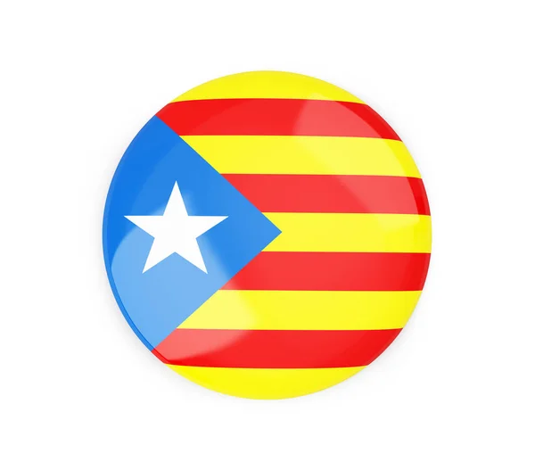 Badge katalanska nationalistiska flagga på en vit bakgrund 3d illustration, 3d-rendering — Stockfoto