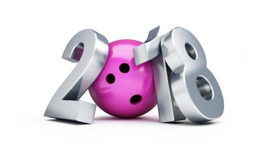 2018 yeni yıl beyaz arka plan bir 3d çizim üzerinde 3d render Bovling