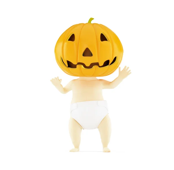 Halloween bebê em um fundo branco ilustração 3D, 3D renderização — Fotografia de Stock