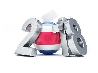Bir beyaz arka plan 3d resim, 3d render Kosta Rika 2018 yılında seçimler
