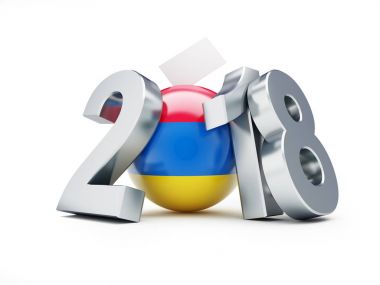 Bir beyaz arka plan 3d resim, 3d render Ermenistan 2018 yılında seçimler  