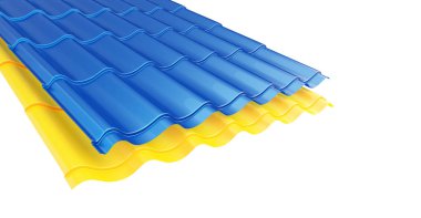 Renk Metal Kiremit beyaz arka plan 3d çizim üzerinde