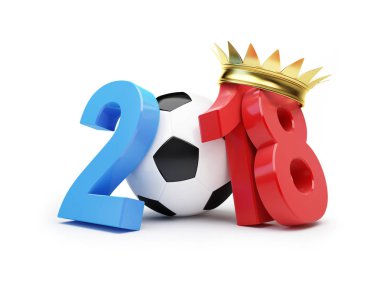 bir beyaz arka plan 3d resim, 3d render Rusya altın tacı futbolda 2018