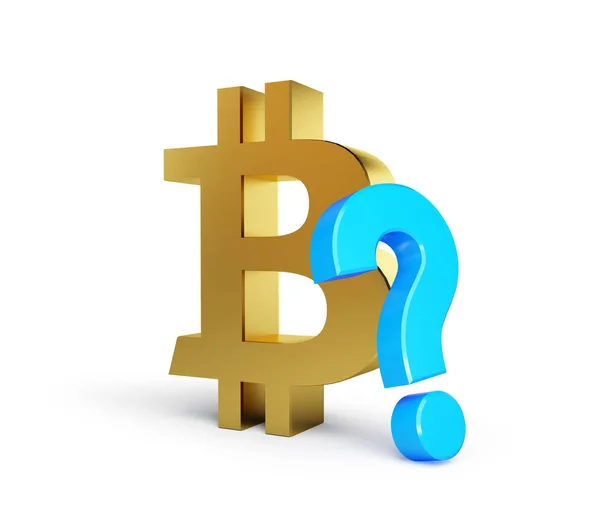 Bitcoin with question mark on a white background 3D illustration, 3D rendering — Stock Photo, Image