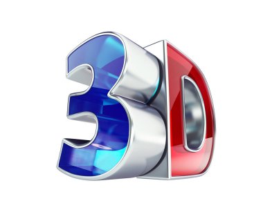 Beyaz arka planda 3D film gözlükleri. 3D resim, 3D görüntüleme.