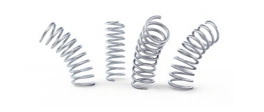 Metal atlama yayı beyaz arka planda izole edildi. 3D illüstrasyon, 3D görüntüleme