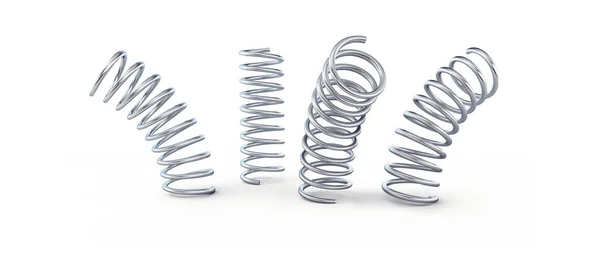 Metal jumping spring isolated on a white background 3D illustration, 3D rendering — Stock Photo, Image