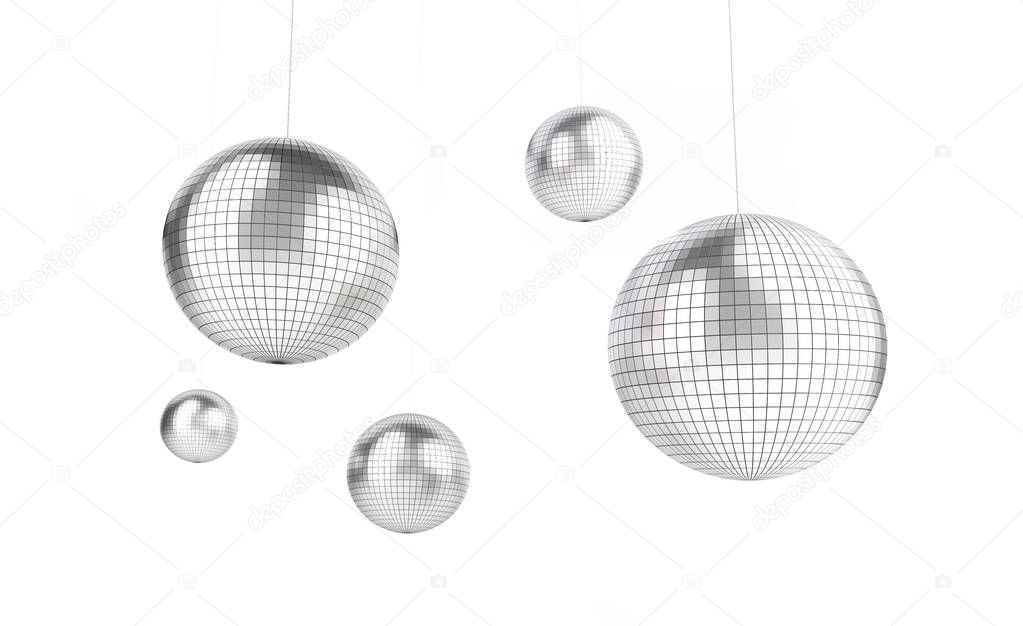 disco, discoball on a white background 3D illustration, 3D rendering