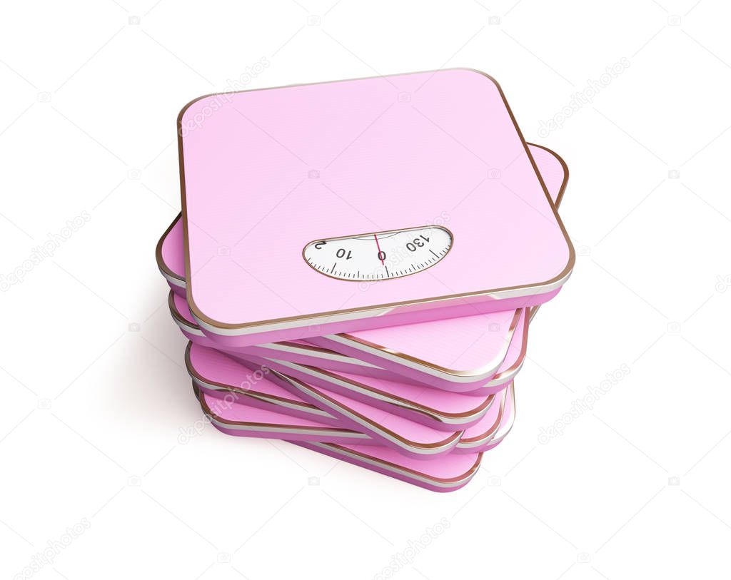 Floor scales  on a white background 3D illustration, 3D rendering