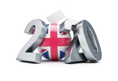 Uk Yerel Seçimleri 2020 Beyaz arkaplan 3d illüstrasyon, 3d canlandırma