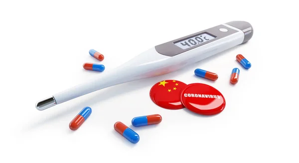 CoronaVirus Epidemic In China on a white background 3D illustration, 3D rendering — Stock Photo, Image