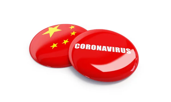 Coronavirus járvány Kínában egy fehér háttér 3d illusztráció, 3d renderelés Stock Kép