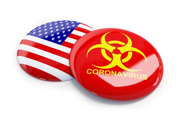Coronavirus in de VS op een witte achtergrond 3d illustratie, 3d rendering — Stockfoto