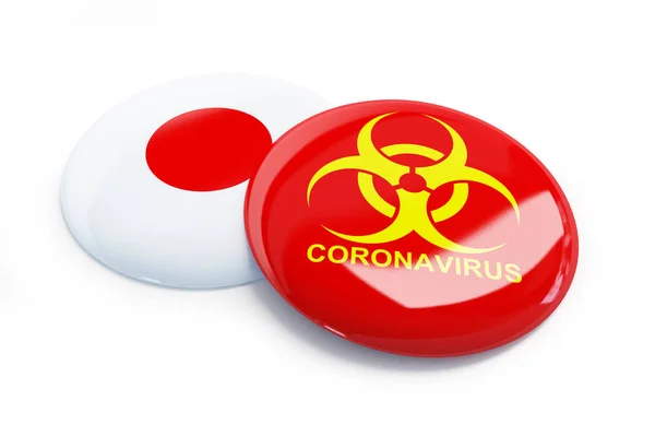 Coronavirus au Japon sur fond blanc Illustration 3D, rendu 3D — Photo