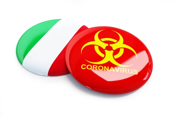 Coronavirus en Italie sur fond blanc Illustration 3D, rendu 3D Images De Stock Libres De Droits