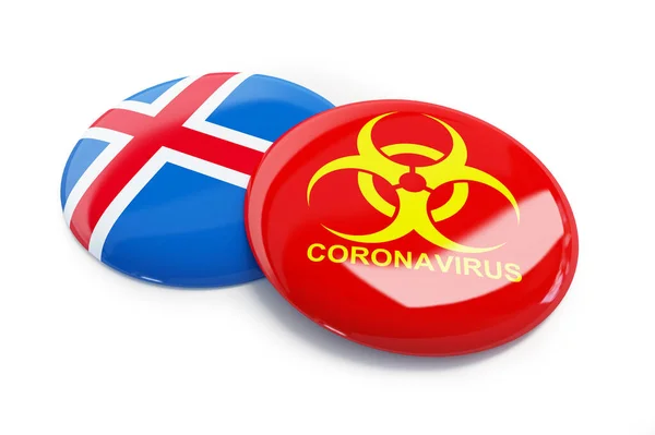 Coronavirus en Islande sur fond blanc Illustration 3D, rendu 3D — Photo