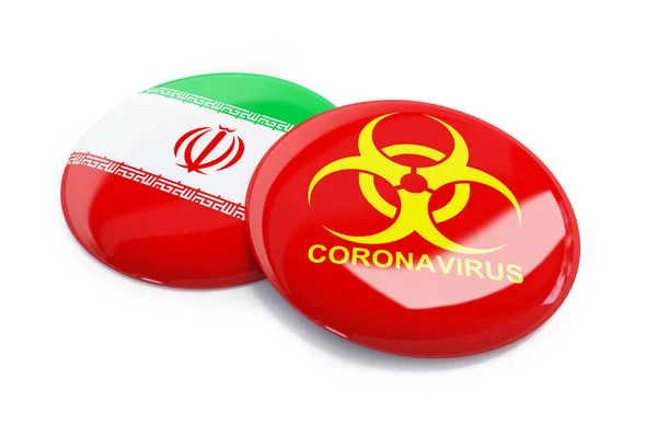 Coronavirus en Iran sur fond blanc Illustration 3D, rendu 3D — Photo