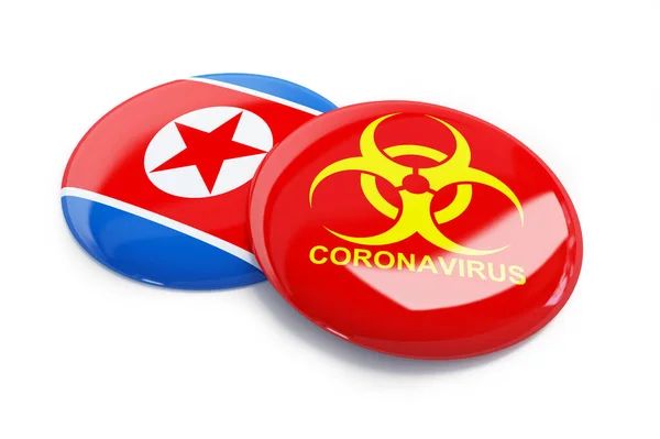 Coronavirus Észak-Koreában egy fehér háttér 3d illusztráció, 3d renderelés Stock Kép