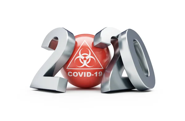 Covid 2020 White Background Picture Rendering — 图库照片