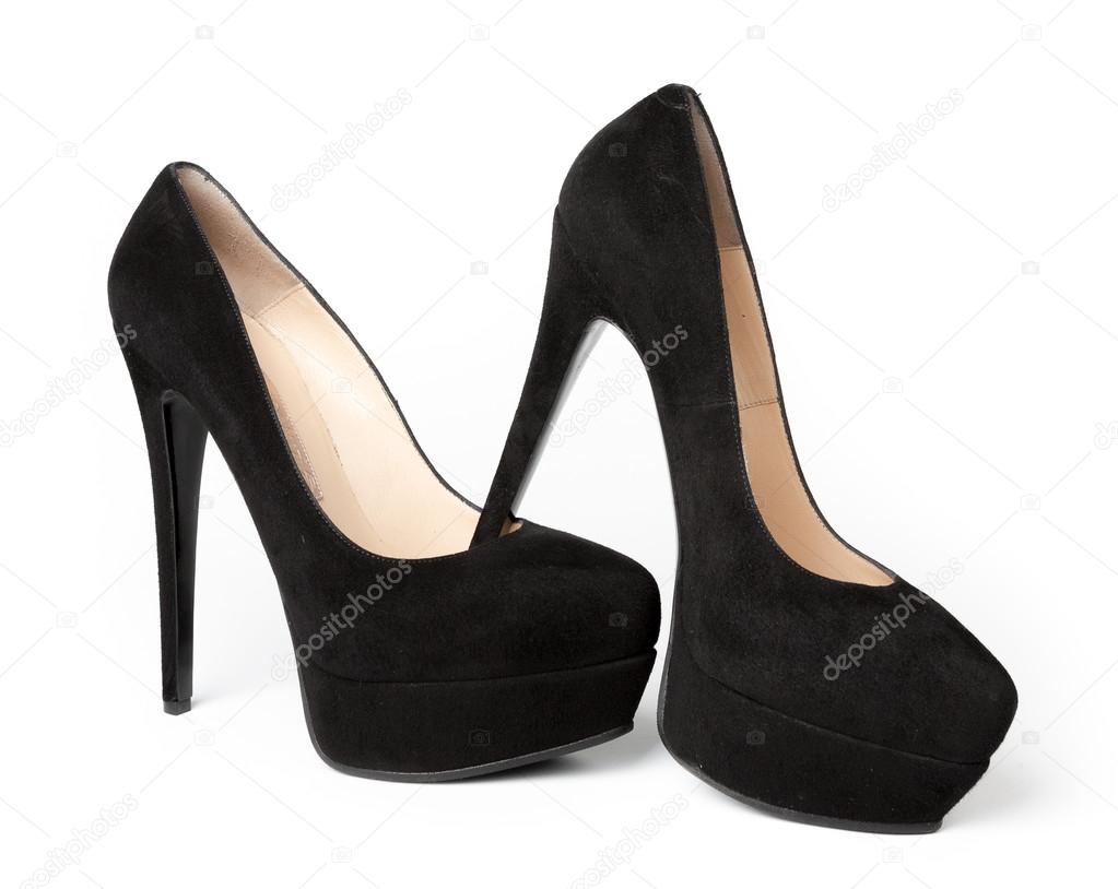 Black womens high-heeled shoes