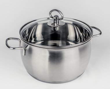 Cam kapaklı metal stok pot