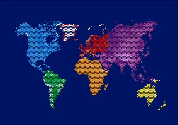 Mapy kontynentów świata - kropki styl ilustracji — Wektor stockowy