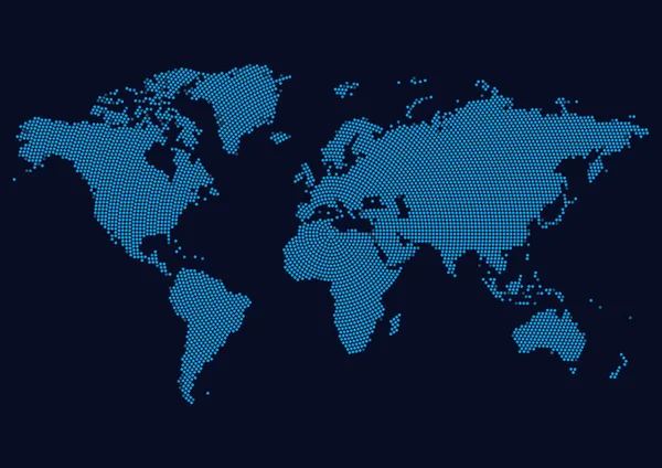 Mappa dei Continenti del Mondo - Illustrazione in stile Dots — Vettoriale Stock
