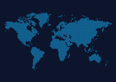 Dünya kıtalar Haritası - nokta stil vektör çizim