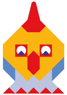 Mozaik tarzı renkli horoz illüstrasyon