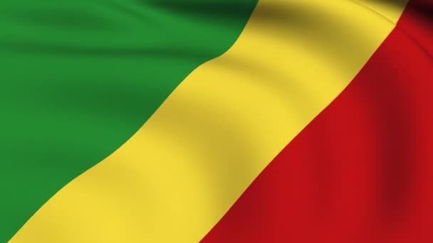 Flying Flag of Congo Republic LOOPED — Stock Video