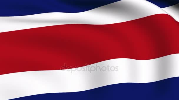 Flying Flag of Costa Rica LOOPED — Stock Video