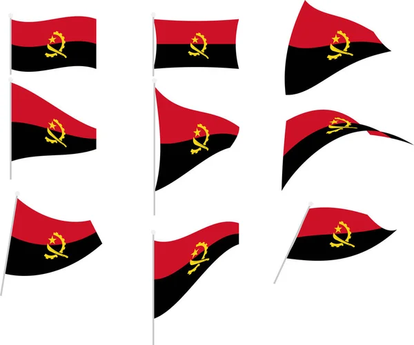 Vektor-Illustration des Sets mit Angola-Flagge — Stockvektor