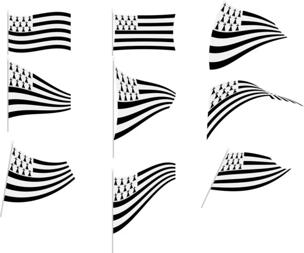 ブルターニュの旗とセットのベクトルイラスト — ストックベクタ