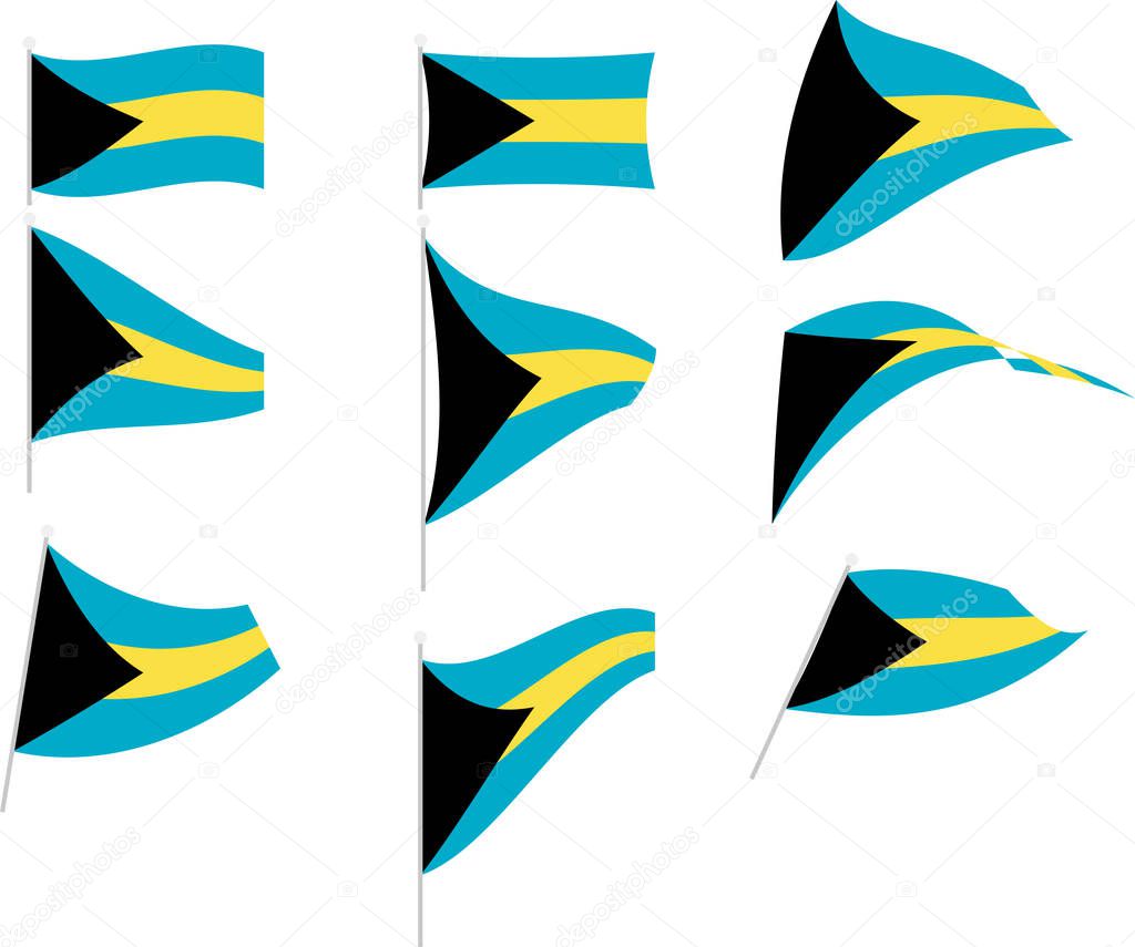 Vector Illustration of Set with Bahamas Flag