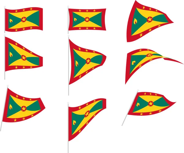 Vector Illustration of Set with Grenada Flag — Stock Vector