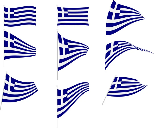 그리스 국기가 있는 집합의 벡터 삽화 — 스톡 벡터