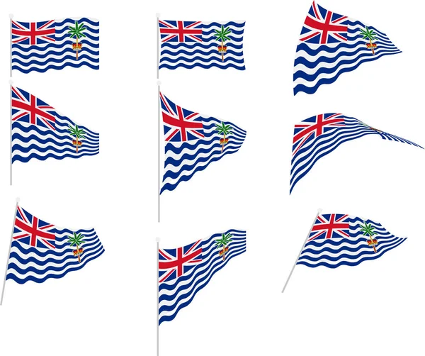 Vector Illustration of Set with British Indian Ocean Territory Flag — Stock Vector